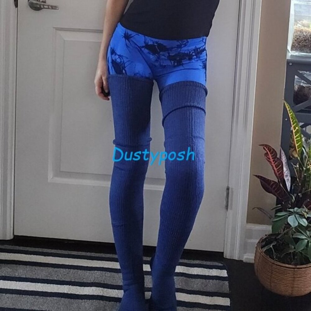 Extra Long Thigh High Slouch Socks Leg Warmers Solid Stripe Plus Size Knit Cable